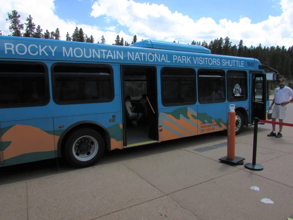 Shuttle Bus waiting to load in RMNP