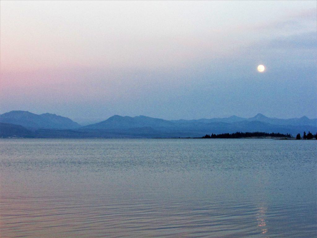 Moon over Yellowstone Lake