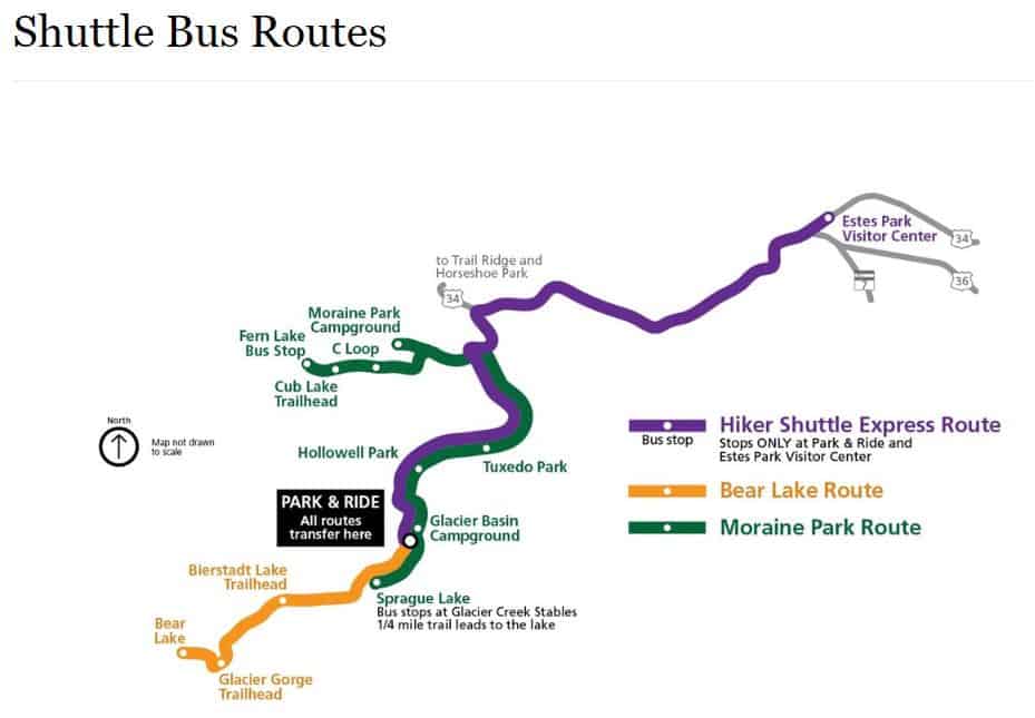 Shuttle bus to Sky Pond Trail Head