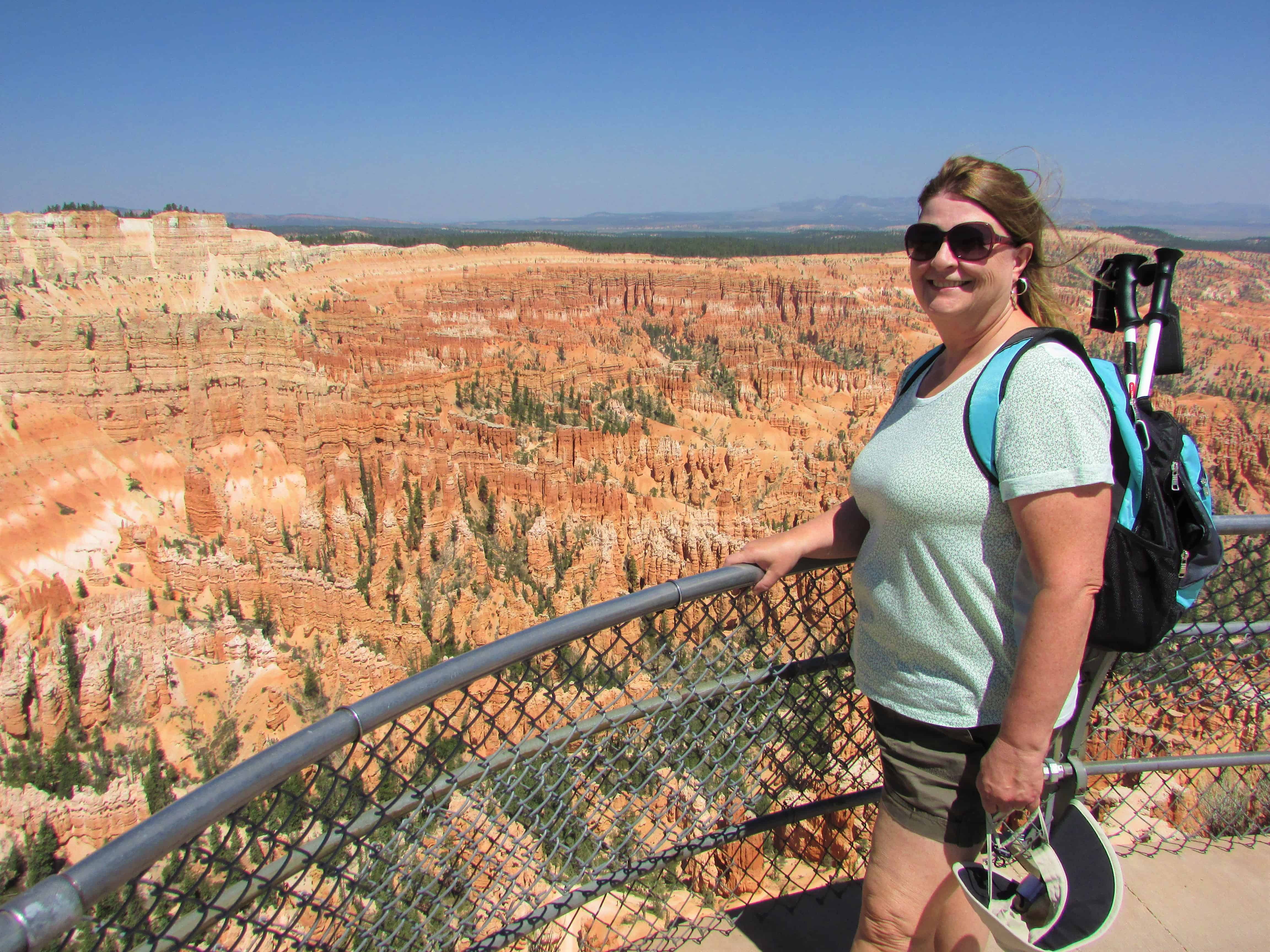Ladona looking into Bryce Amphitheatre on the Utah National Parks Road Trip