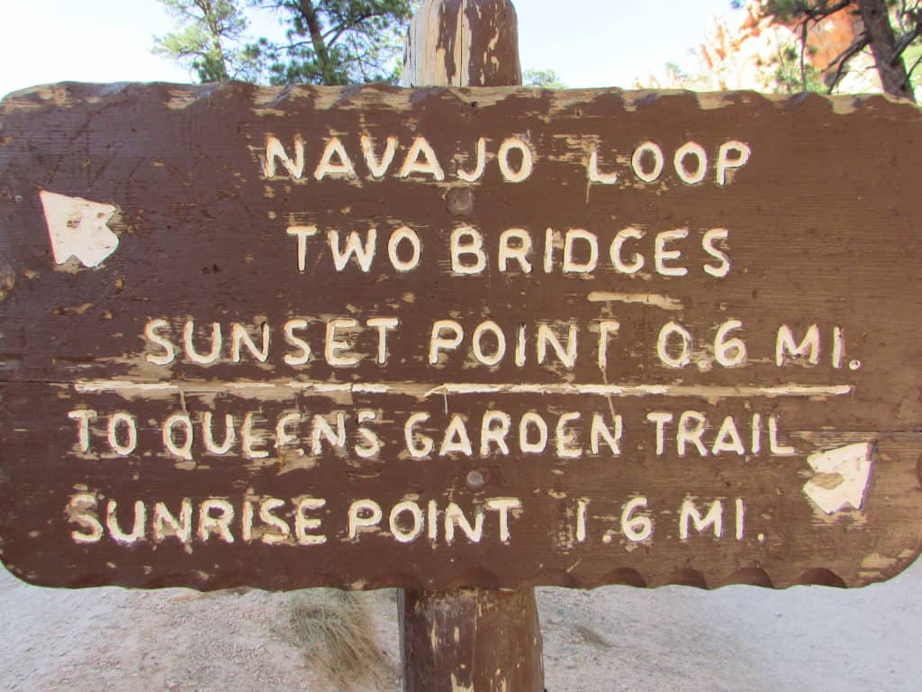 Brown Sign pointing to Two Bridges in the Navajo Loop