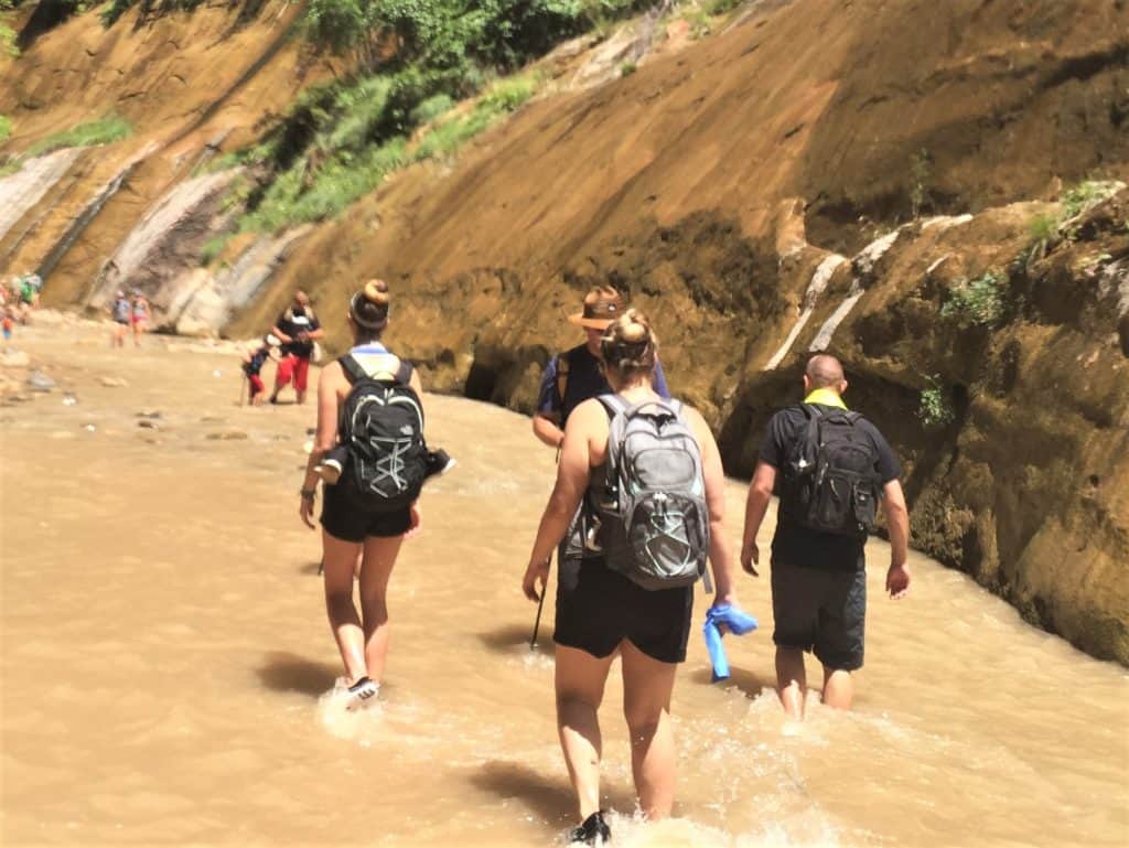 HIkers in The Narrows at Zion NP