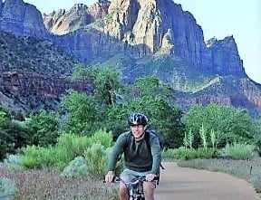 Man Biking Zion National Park