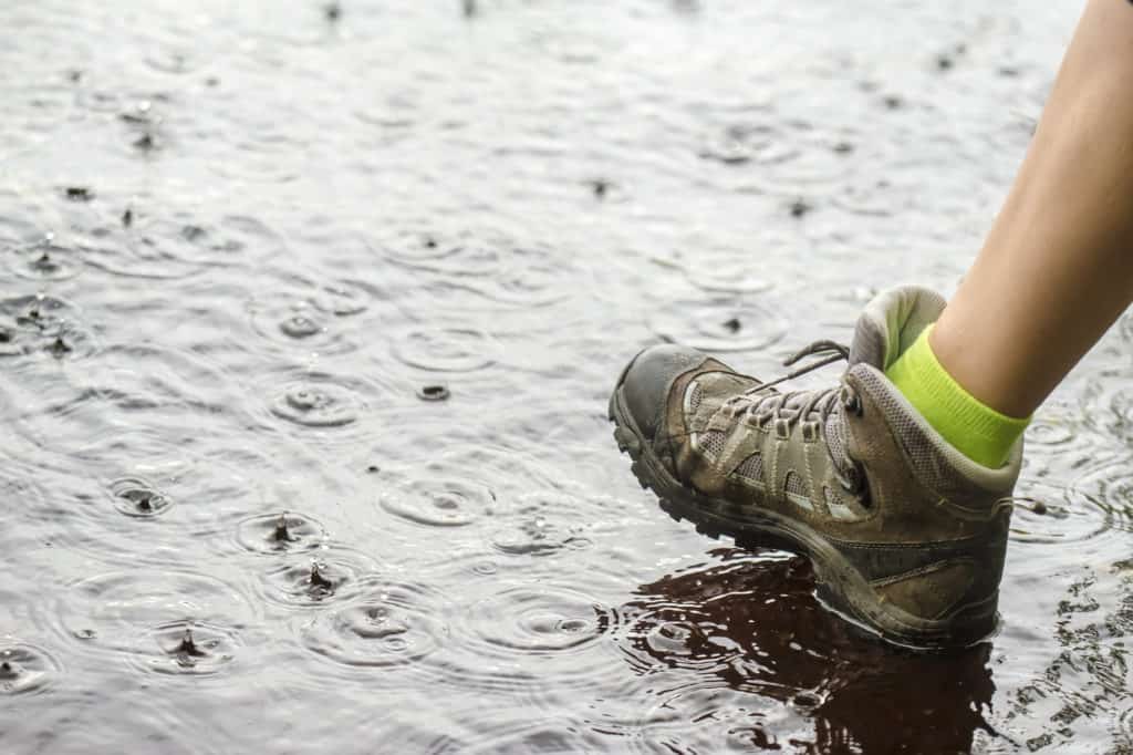 hiking in the rain