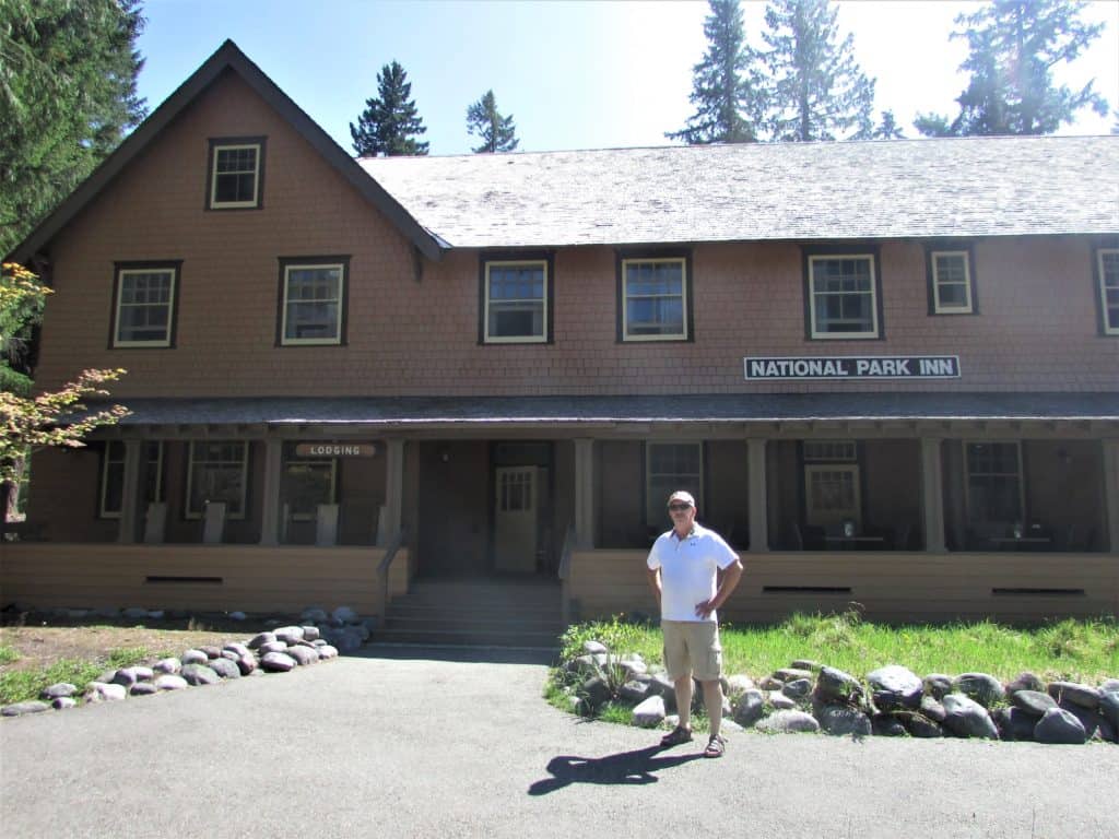 Front porch of National park Inn - one of the things to do Longmire Mt Rainier