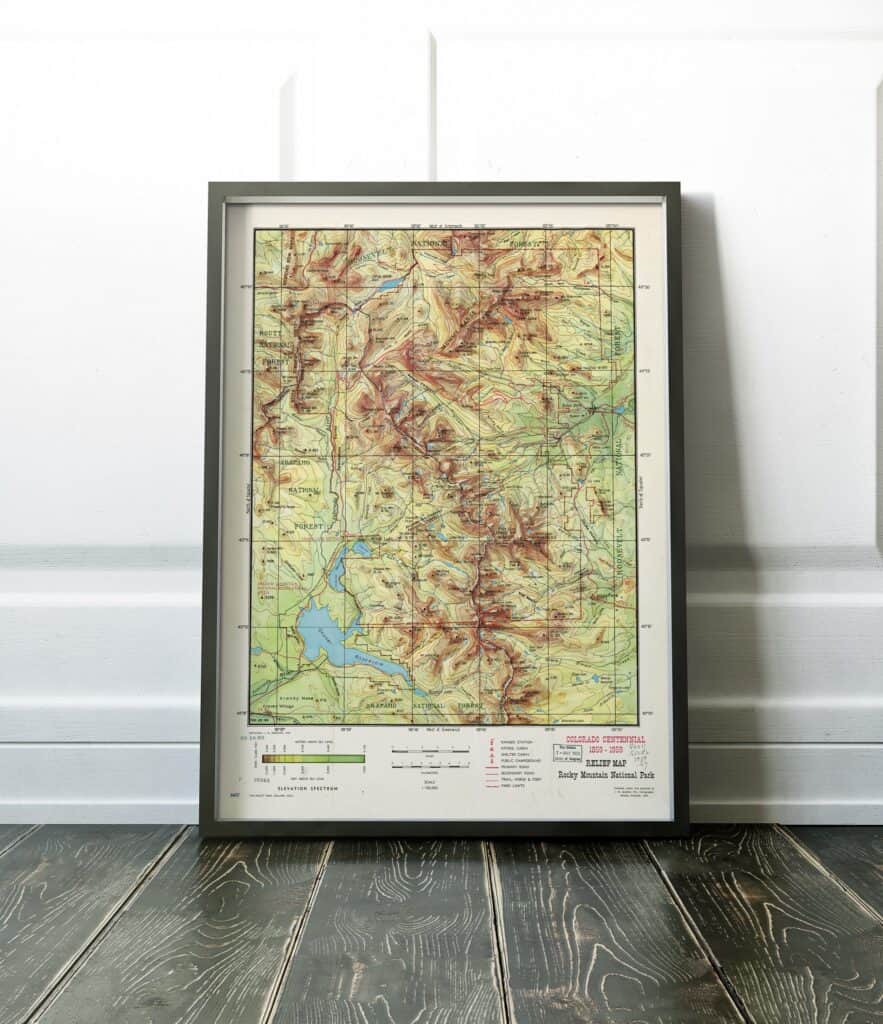 rocky mountain national park wall map