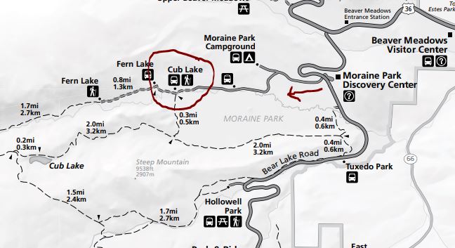 Cub Lake Trailhead Map