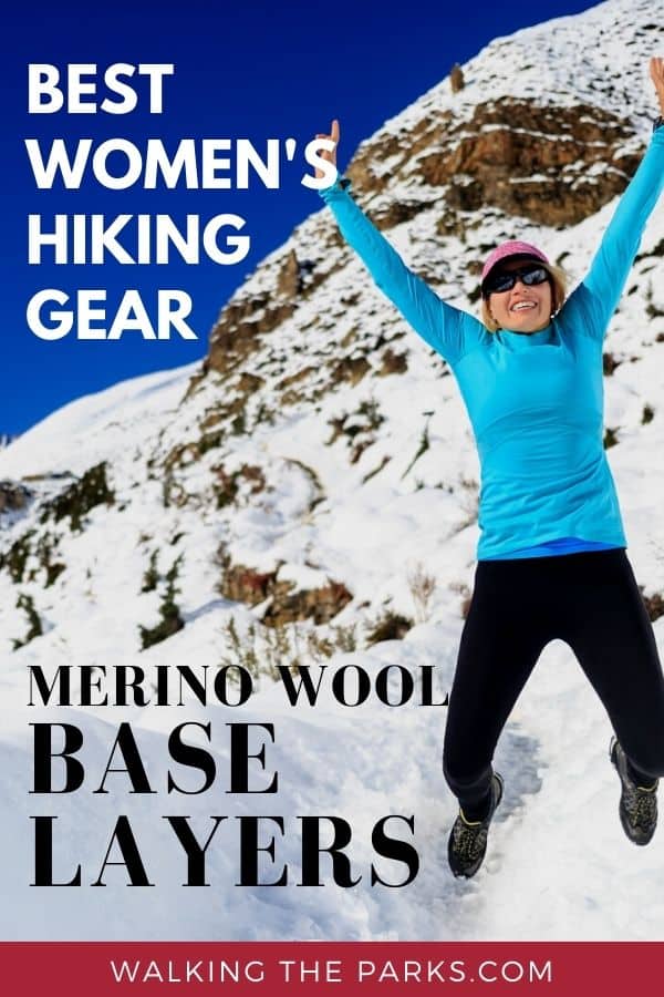 Merino Wool Base Layers are the ultimate way to keep warm and cozy when hiking and skiing in the winter. Check out this guide to the best base layers for women. #WalkingTheParks