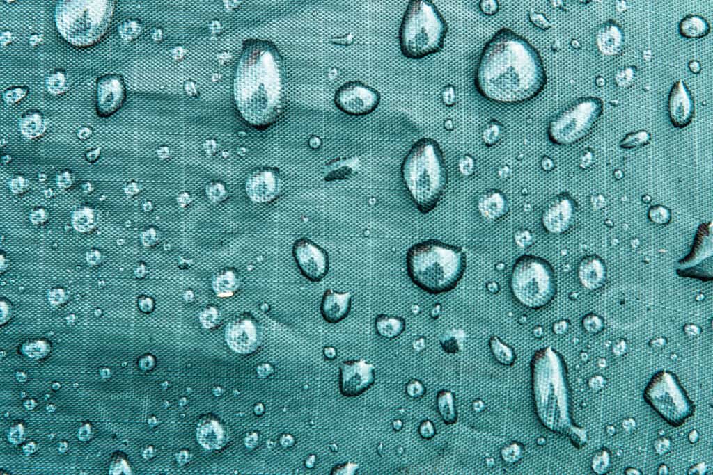 example of water being repelled on waterproof fabric