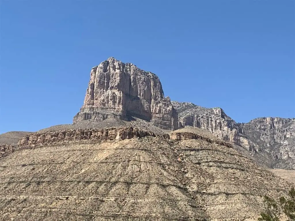 el capitan mountain against a dark blue sky in Guadalupe Mountains National Park