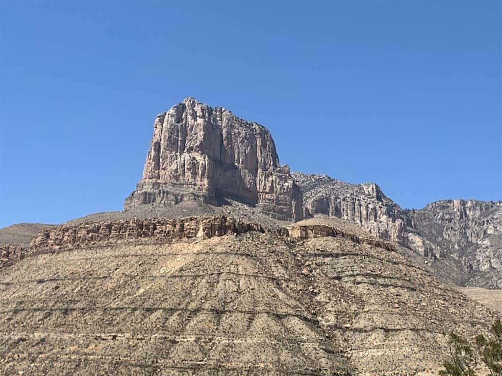 el capitan mountain against a dark blue sky in Guadalupe Mountains National Park