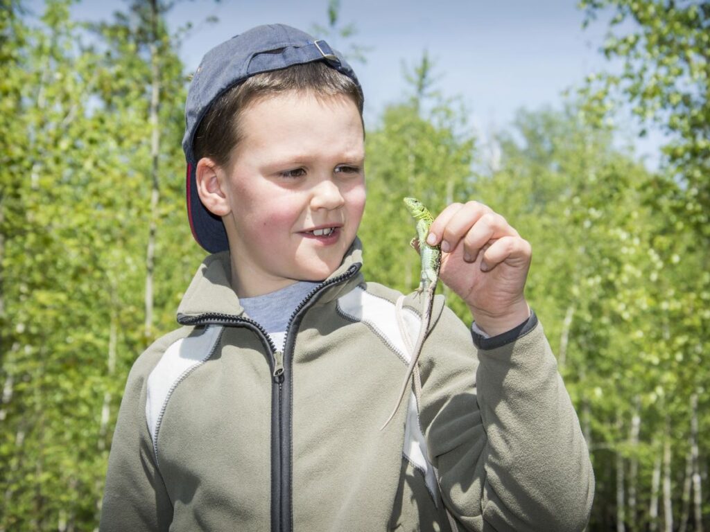 boy holding a lizard