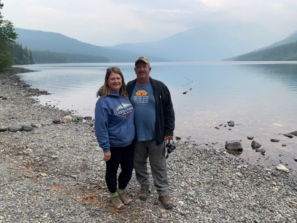 Brad and Ladona standing in front of Kintla Lake