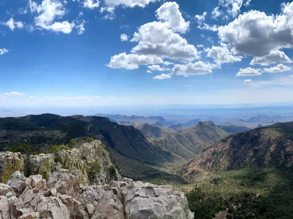 View of valley far in the distance as seen from Emory Peak