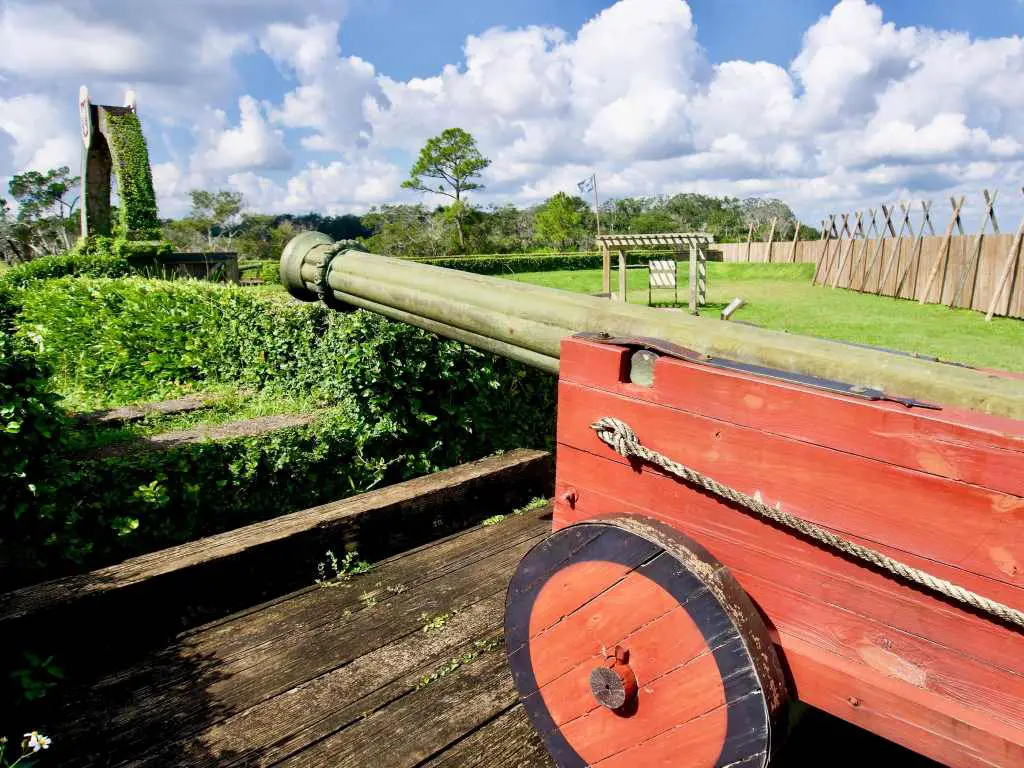 Old cannon inside recreated Fort Caroline, one of Florida National Park Sites
