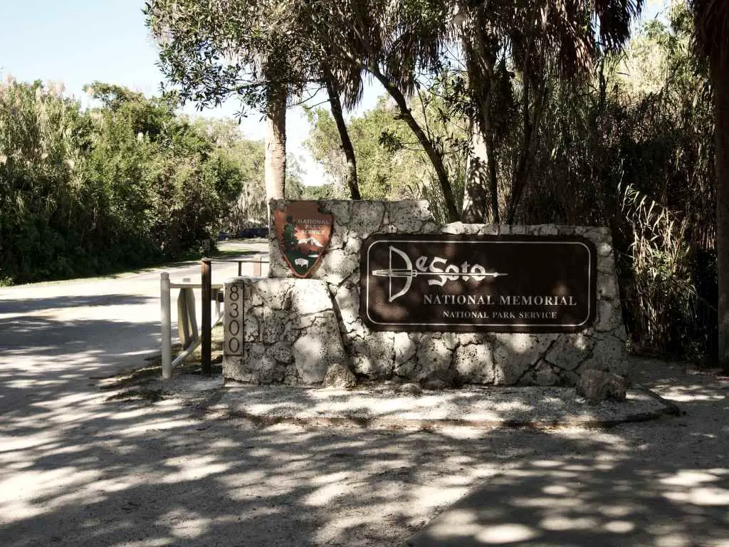 Entrance sign to deSoto National Monument, one of Florida's National Parks