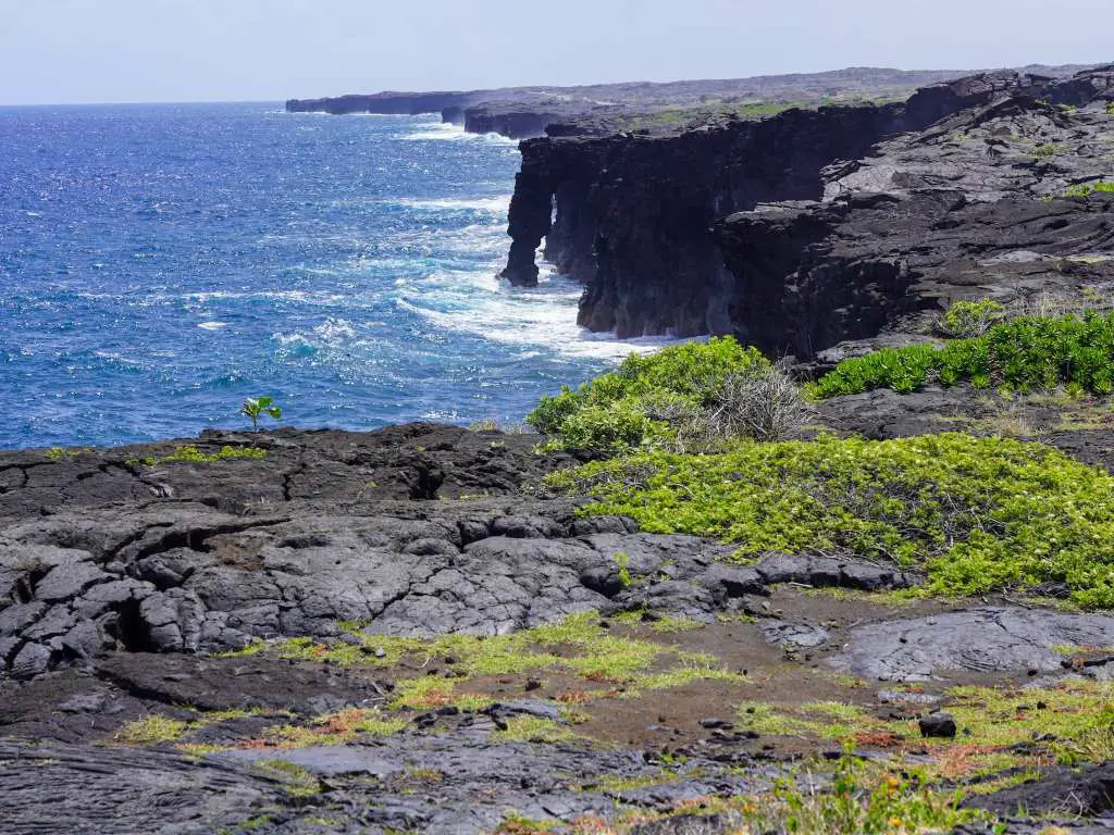 Volcanic Edge over Ocean in Hawaii Volcano National Park