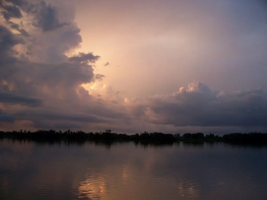purple and gray sunset over florida bay in the everglades