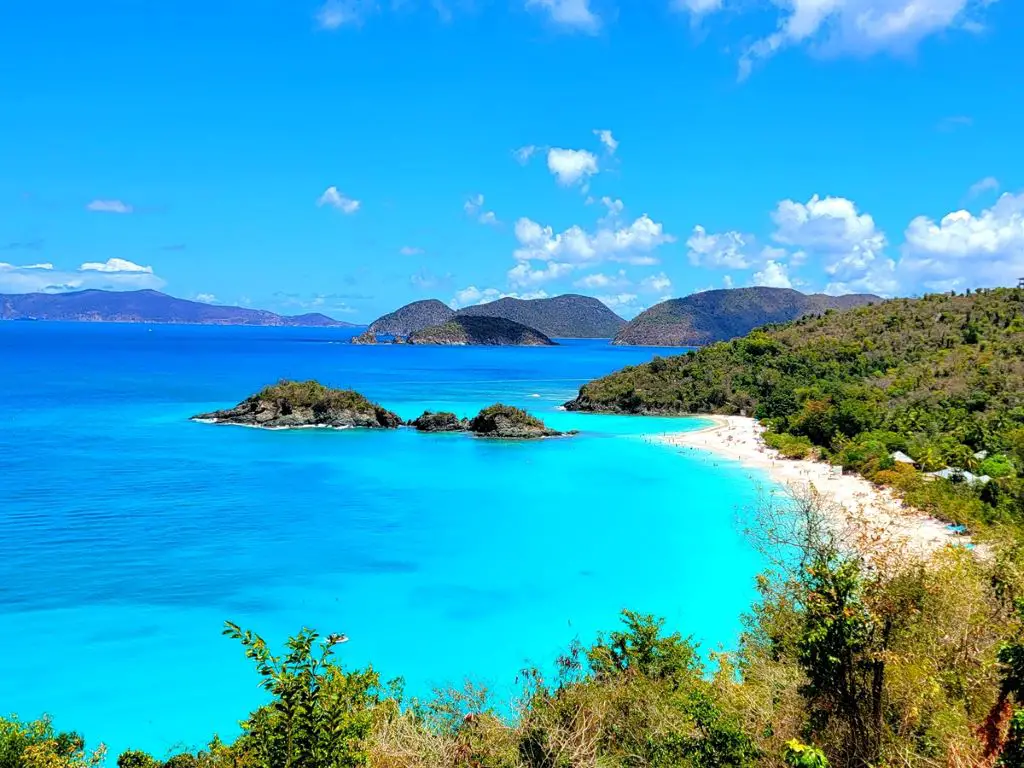 rocky beach to deep blue ocean in US Virgin Islands National Park