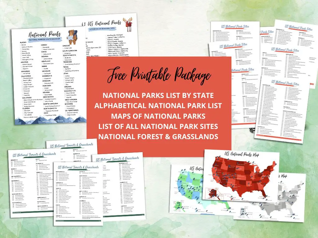 all the national park lists that can be downloaded