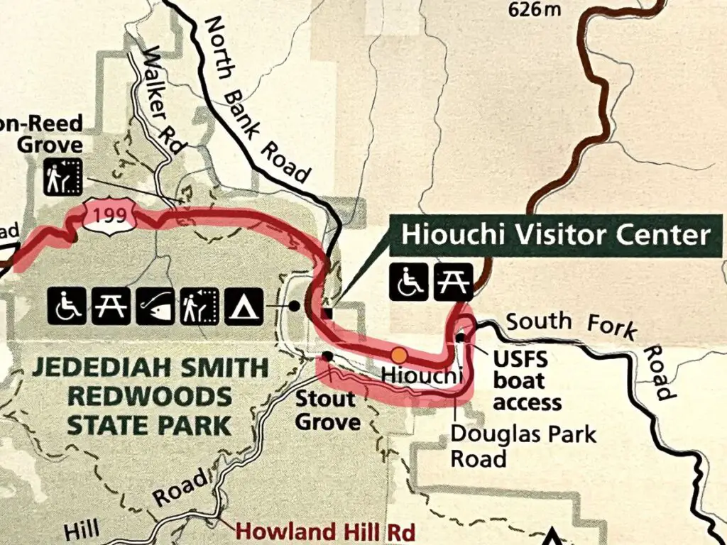 Stout Grove Map with red line showing directions
