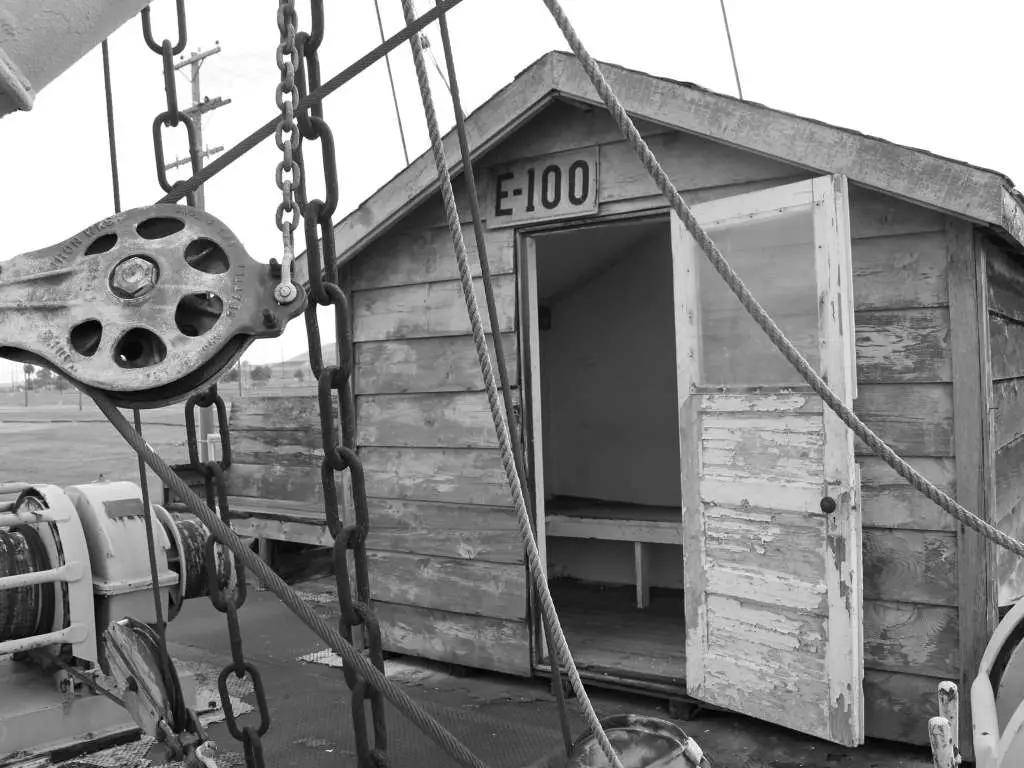 Wooden Shed, black and white photo