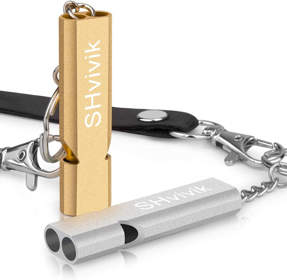 2 metal emergency whistles