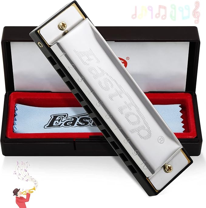 harmonica on red and black case