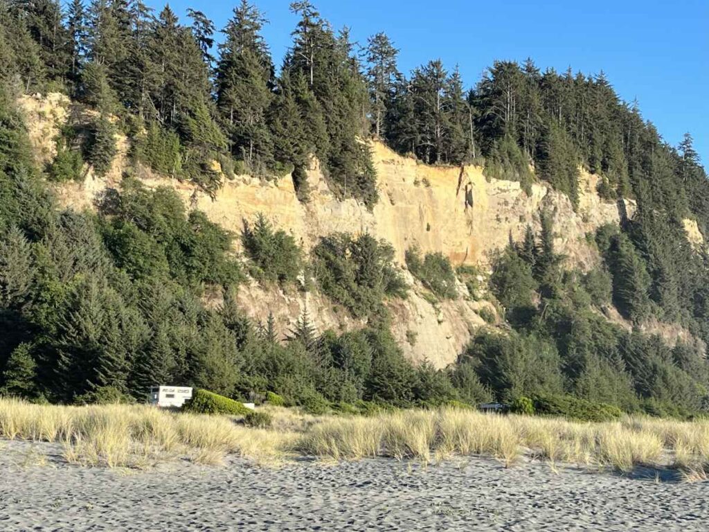 golden bluffs viewed from beach in redwoods np